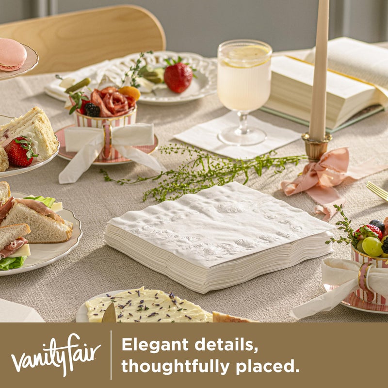 Vanity Fair Entertain Beverage Paper Napkins, White, 2-Ply, 40 Count, 4.9" x 4.9", Disposable Napkins for Entertaining - Image 4